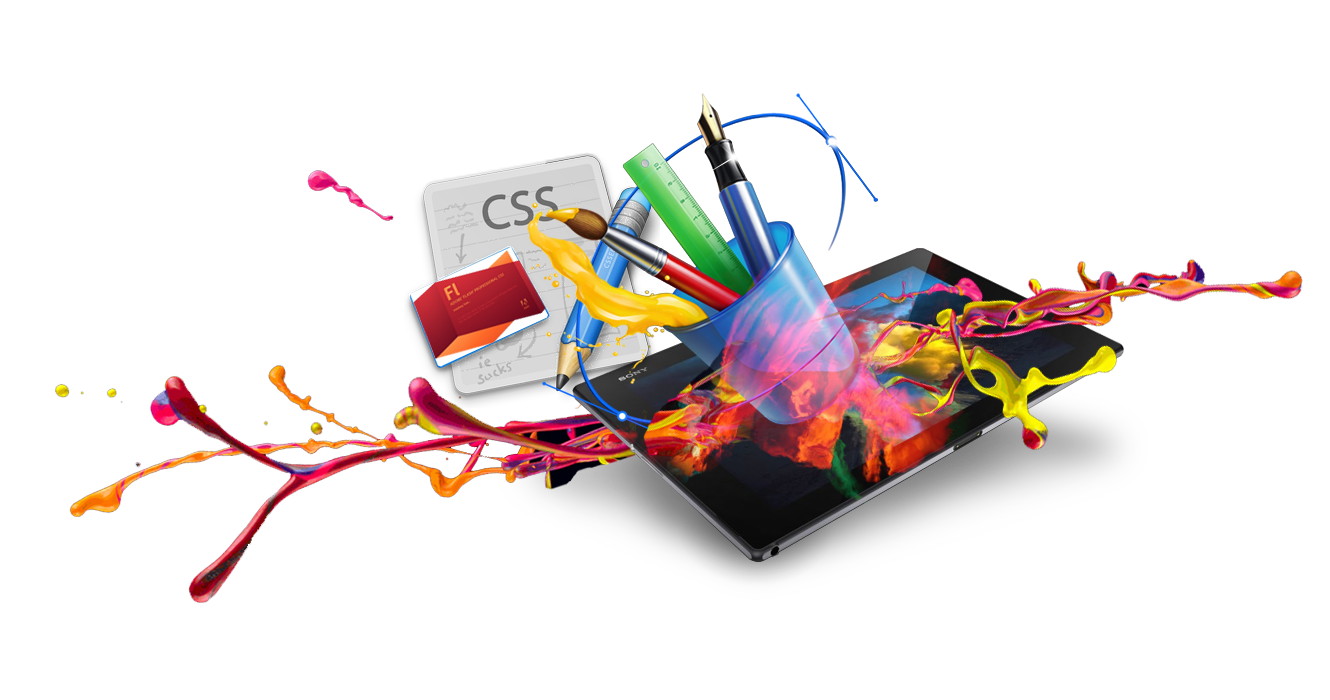 Web design process and digital design illustration